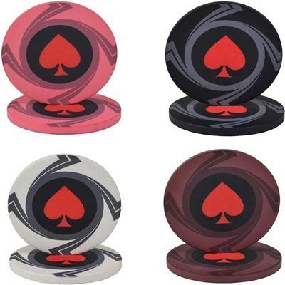 100 Pcs Clay Poker Chips Set, Ceramic Gambling Poker Chips for Texas Hold'em, Blackjack, Casino Club (White, Black, Pink, Brown)