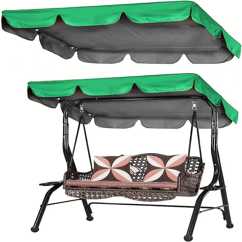 3 Seater Porch Swing Canopy Waterproof Swing Top Cover for Patio Outdoor Garden Yard Park Porch Seat Furniture(Green,65"x45"x6")