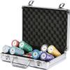 200PCS Poker Chips Set, Texas Hold'em Clay Poker Chips for Blackjack with Face Value & Aluminum Case, Professional Casino Grade Set view 1