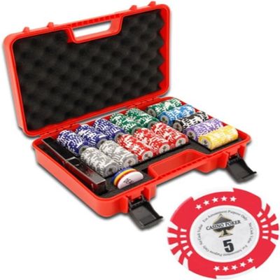 300PCS Poker Chips Set with Carrying Case, Professional Texas Hold'em & Casino Chips, Includes $1-$1000 Denominations (Color: C, Size: 14g)