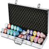 500PCS Professional Poker Chips Set with Aluminum Case, Texas Hold'em, Blackjack, and Casino-Style Poker Chips with Face Value for Gambling Games view 1