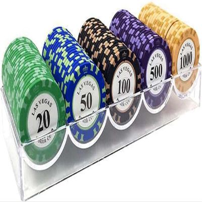 100PCS 14g Poker Chips Set, Casino Chips with Clay Metal Core, Texas Hold'em & Blackjack, Monte Carlo Style in Acrylic Case