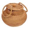 ABOOFAN Sundries Organizer Basket Rattan Woven Storage Bin Fruit Toy Basket Lid view 1