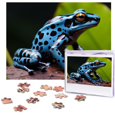 Jigsaw Puzzle for Adults 500 Piece Funny Challenging Puzzles Dart Frog Blue Picture Jigsaw Wooden Puzzle Artwork Family Game Puzzle for Birthday 20.4" x 15"