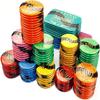 Casino Poker Chips Set with Denominations, 25PCS Bingo Chips, Crystal Dice Style, Ideal for Counting, Math Learning, and Card Games view 1