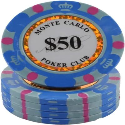 25PCS Poker Chips Set Ceramic Casino Chips, 14g Deluxe Gambling Chips for Texas Hold'em Math Learning and Counting Markers (Size: 25PCS $50)