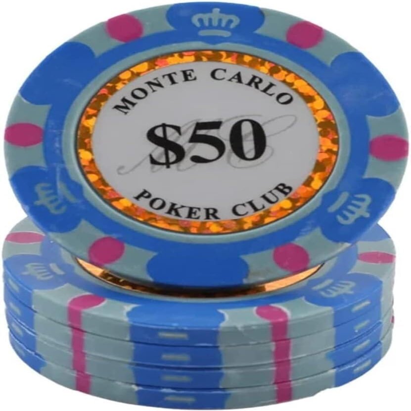 25PCS Poker Chips Set Ceramic Casino Chips, 14g Deluxe Gambling Chips for Texas Hold'em Math Learning and Counting Markers (Size: 25PCS $50)