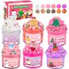 6 Pack Christmas Slime Kit - Cloud, Butter and Clear Slime,Jelly Cube Crunchy Toys with Various Slime Add-ins, Non Sticky Party Favors,Christmas Stocking Stuffers for Kids view 1