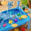 JUKUDAHU Water Table Play Sink Toy for Kids 2 3 4 5 6 Years Old - Outdoor Kitchen with Running Water, Fishing Games, Toddler Water Play Table for Kids Ages 3-8, Beach Outdoor Toys, Summer Gifts(Blue) view 3
