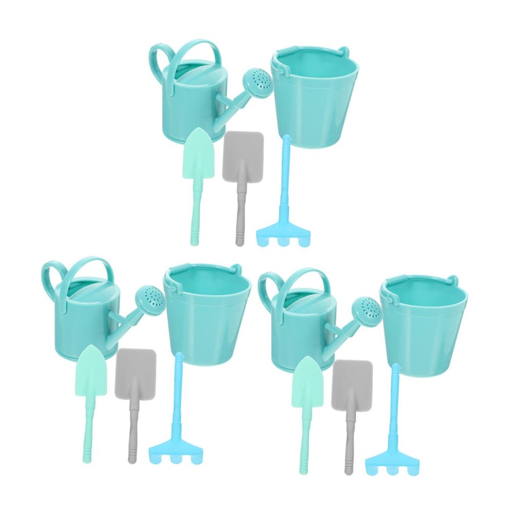 DECHOUS 3sets Gardening Tools Toy Simulation Watering Can Bucket Shovel and Rakes Lightweight for Boys and Girls and Garden Decor