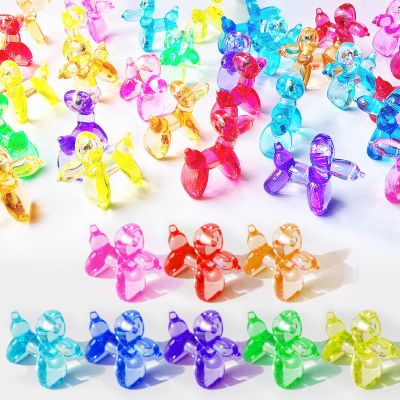 cntjv 70 Pcs Mini Resin Balloon Dog Figurine to Hide Small Acrylic Bulk Balloon Animal Toys Crafts 8 Color Mixed with Holes for Party Favors Statue Decor Charm Keychain