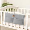 Adm&Eve Bedside Diaper Caddy - Teddy Material With 2 Compartments for Baby Carrier, Crib, Stroller & Changing Table, Hanging Storage Organizer (Grey) view 1