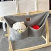 Adm&Eve Bedside Diaper Caddy - Teddy Material With 2 Compartments for Baby Carrier, Crib, Stroller & Changing Table, Hanging Storage Organizer (Grey) view 2