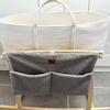 Adm&Eve Bedside Diaper Caddy - Teddy Material With 2 Compartments for Baby Carrier, Crib, Stroller & Changing Table, Hanging Storage Organizer (Grey) view 3