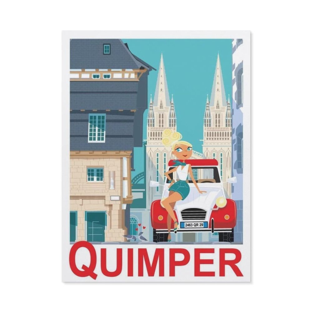 1000PcsQuimper France Girl Car Vintage Travel PosterJigsaw Adult Decompression Game Puzzle Students Toy for Children Christmas Birthday Gifts50x70cm-BQ64