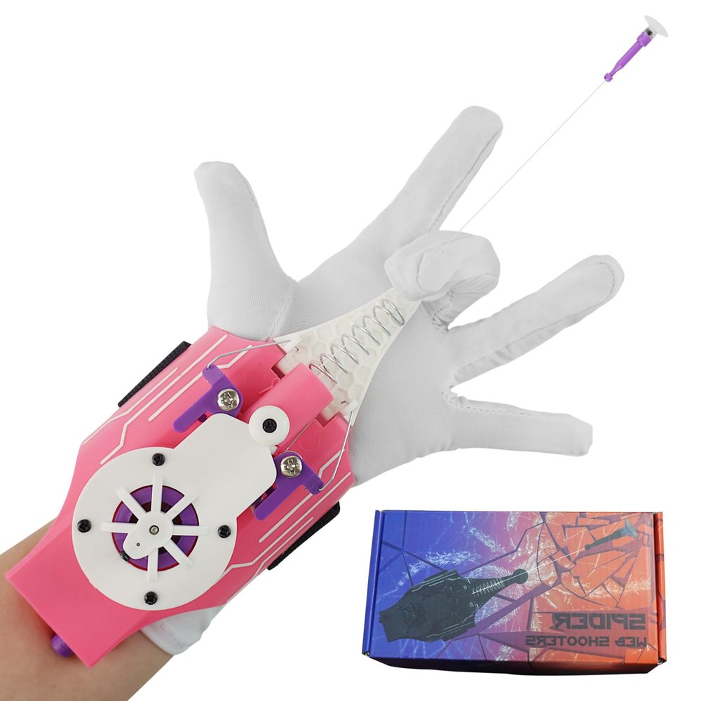HNCSFW Spider Silk Launcher for Kids,Web Shooters- USB Type c Charging, Launch Distance 8ft - Can Grab Small Objects-Variety of Play Modes ((Pink))