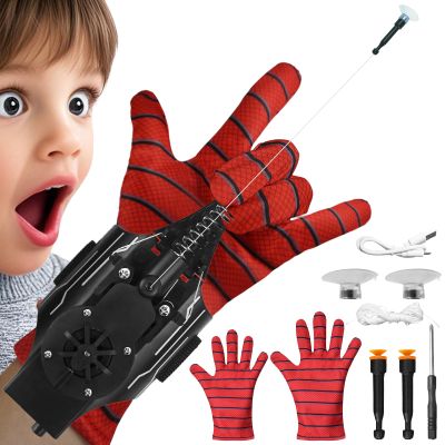HNCSFW Spider Silk Launcher for Kids,Web Shooters- USB Type c Charging, Launch Distance 8ft - Can Grab Small Objects-Variety of Play Modes (Black) Kids Edition
