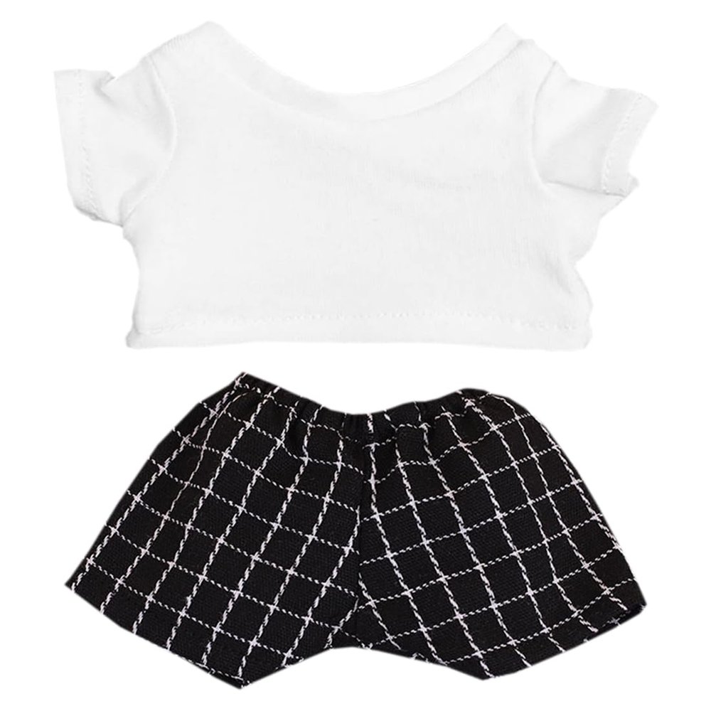 Xyrmync Plush Doll Clothes Solid Color T-Shirt Pants Dress Up Accessories for 10cm 15cm-17cm 20cm Doll (A2, 10cm)