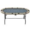 Poker Table Foldable, 70" Oval Blackjack Casino Texas Holdem Poker Game Table for 10 Players with Cup Holders, Blue and Brown view 2
