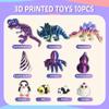 10PCS 3D Printed Animals Toys, Includes Dinosaur Fidget Toys, Impossible Cone Keychain, Spiral Cone Fidget, Mini Vortex Thread Illusion Desk Decor, Fun Desk & Play Toys for Kids,Easter Basket Stuffers view 2