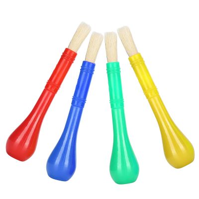 4pcs Kids Paint Brush, Bright Colors for Watercolor Painting, Kids Art Brush Set with Plastic Handle and Pig Hair, Ideal Painting Tools for Beginners, Students, and Artists
