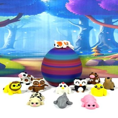 12pcs Mini 3D Printed Animal Set, Articulated Cute Animal Fidget Toy, Office Desktop Decoration,Fidget ADHD Autism Toys, MA-RBW2