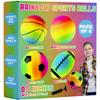 Rainbow Sports Balls for Kids & Toddlers - (Pack of 4) 8.5-Inch Neon Sport Ball Set Includes Football, Soccer, Basketball, & Playground Balls, Toy Balls for Indoor/Outdoor view 1