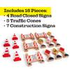 16 Pc Wooden Construction Signs and Traffic Cones - Construction Site Road Signs -Community Helpers Educational Preschool Street Track Accessories view 3