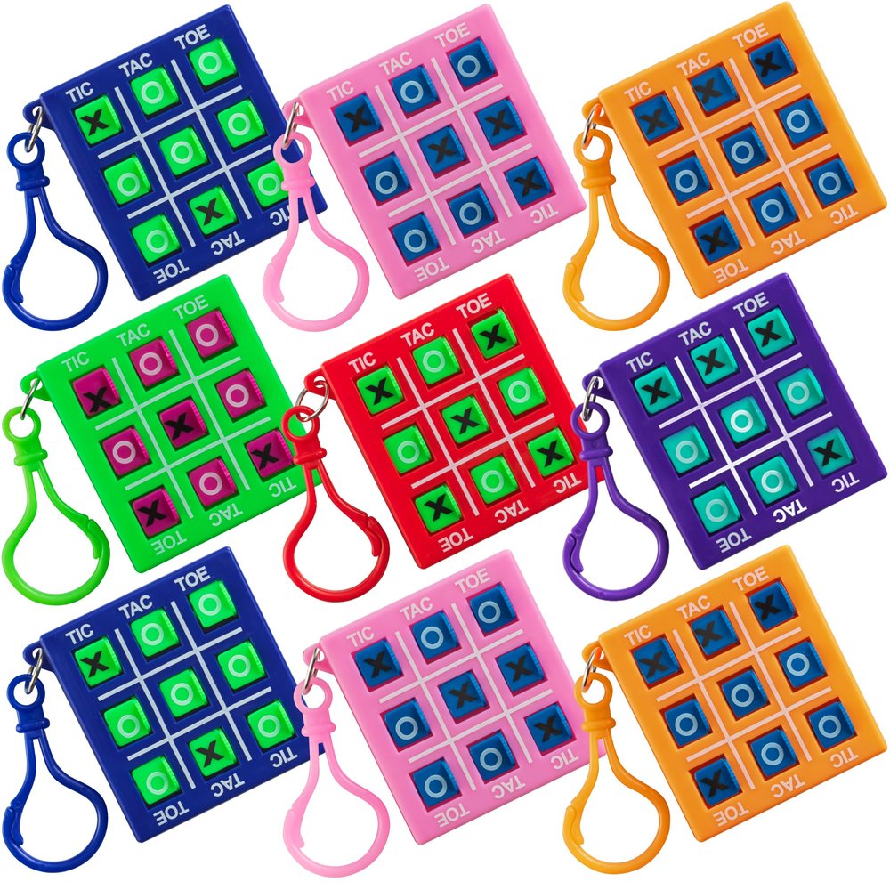 12 Mini Tic Tac Toe Games - Party Favors for Kids 3-5 and Up - 2-Inch Travel Size - Tic-Tac-Toe Keychain Game for Boys & Girls - Goody Bag Stuffers, Classroom Prizes, Valentine's Day, Birthday Gifts