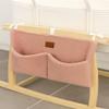 Adm&Eve Bedside Diaper Caddy - Teddy Material With 2 Compartments for Baby Carrier, Crib, Stroller & Changing Table, Hanging Storage Organizer (Dust PINK) view 1