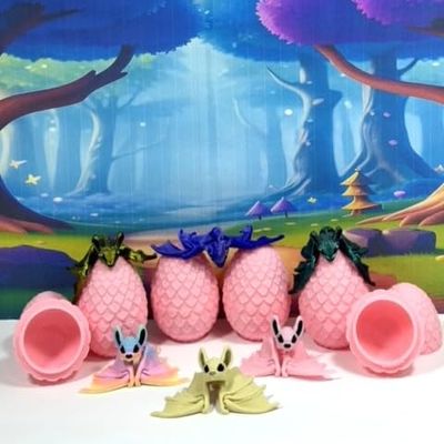 6pcs 3D Printed Bat, Articulated Poseable Cinderbat for Halloween Decor, Colorful Fidget 3D Printed Trick or Treat Mini Bats MAB001-PE-6X