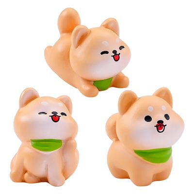 3Pcs Mini Shiba Inu Ornament Decorations Head-wear Hair Accessories DIY Resin Accessories