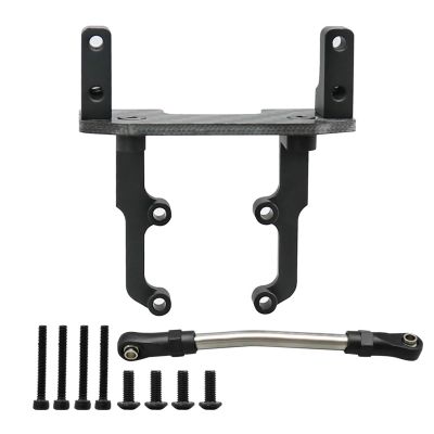 Carbon Fiber Metal Servo Mount Stand with Steering Link for 1/10 RC Crawler Car Axial SCX10 II 90046 AR44 Axle Upgrade Parts(Black)