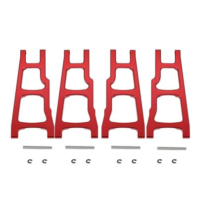 4Pcs Alloy Front & Rear Lower Suspension Arms for RC 1/10 for Tra-xxas for SLA-sh 4x4 for Rus-tler for Stam-pede XO-1 Upgrade Parts#3655X(Red)