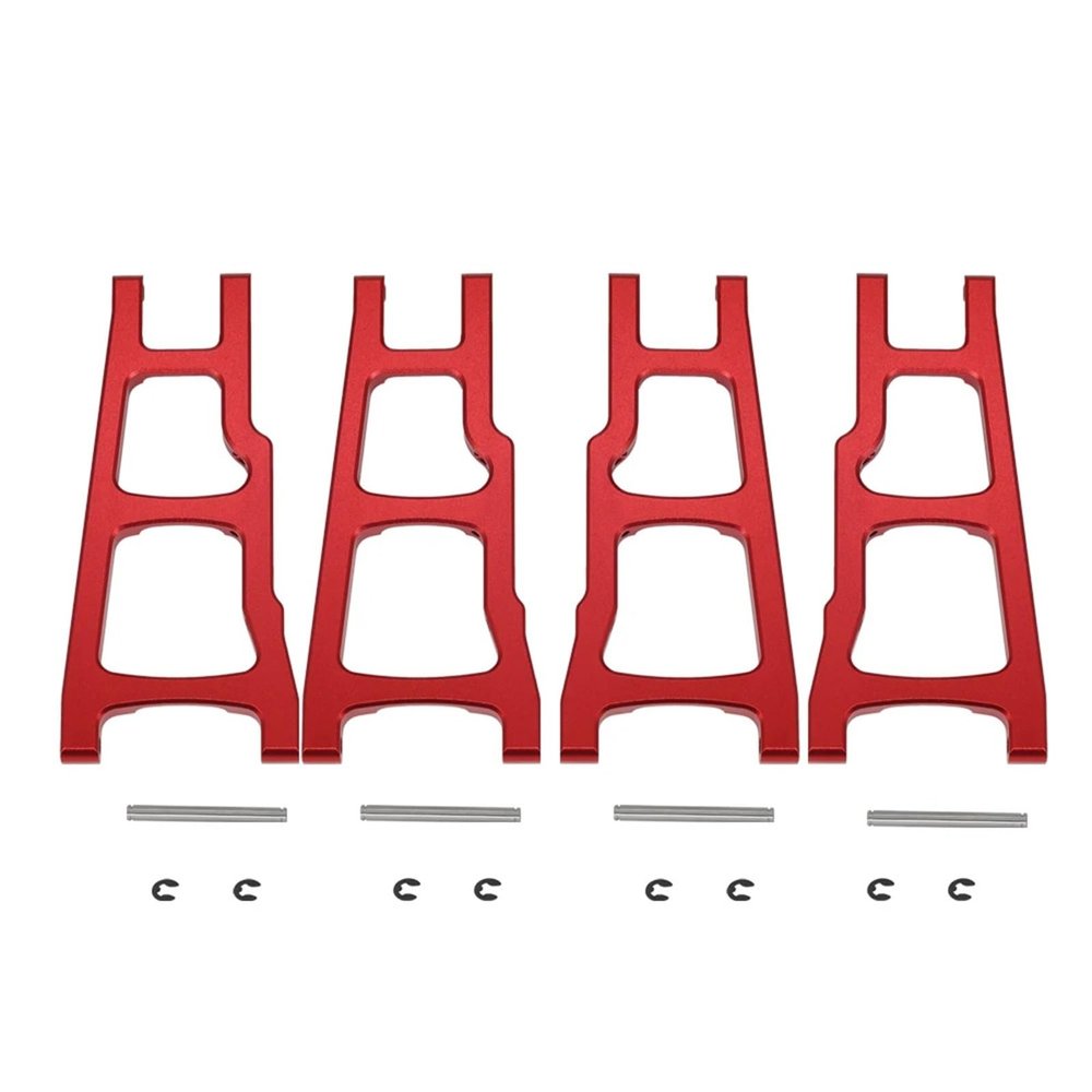 4Pcs Alloy Front & Rear Lower Suspension Arms for RC 1/10 for Tra-xxas for SLA-sh 4x4 for Rus-tler for Stam-pede XO-1 Upgrade Parts#3655X(Red)