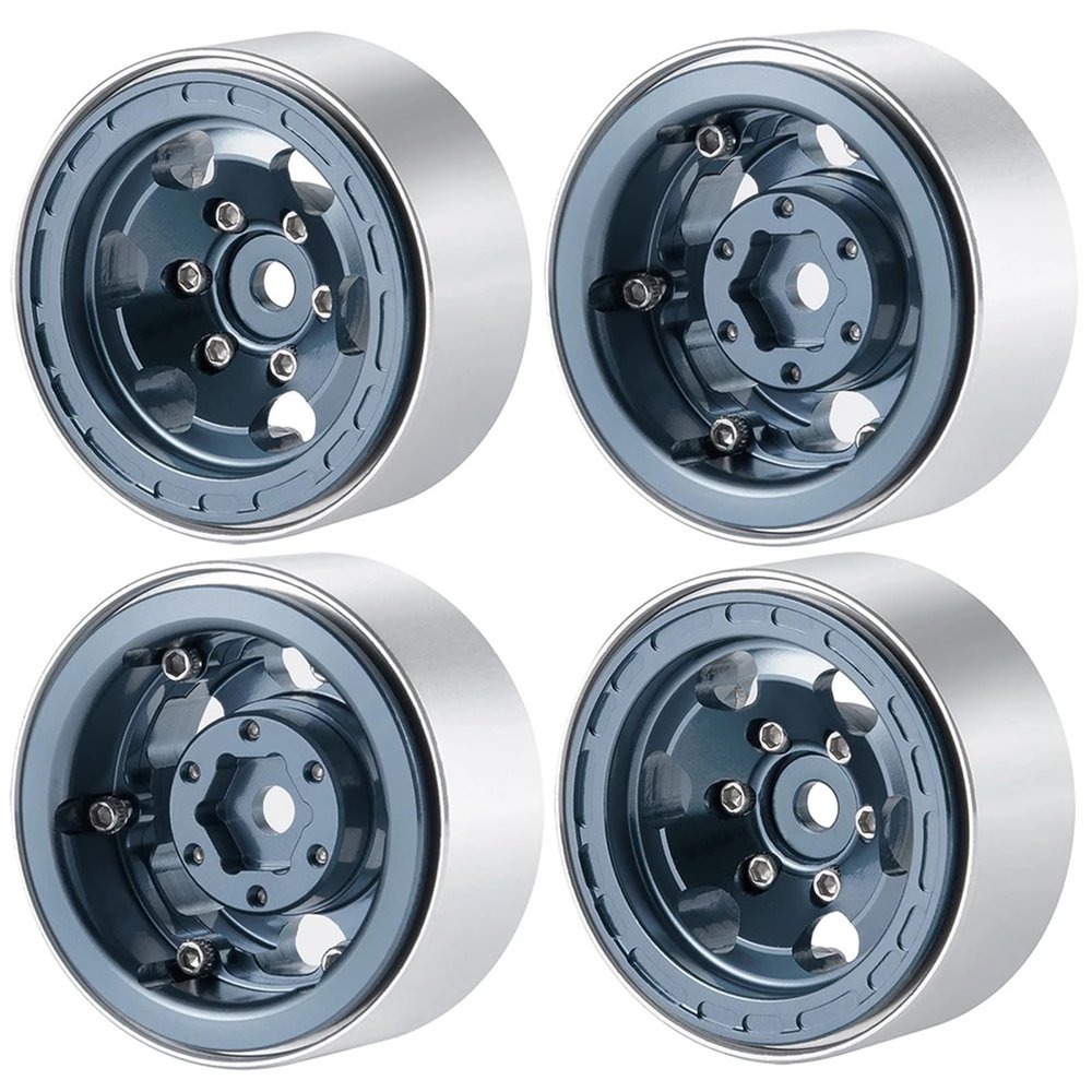 4PCS Aluminum Beadlock Wheel Rim Hubs for 1/18 RC Crawler Car for TRX4M for Bro-nco for Def-Ender Spare Part(Titanium)