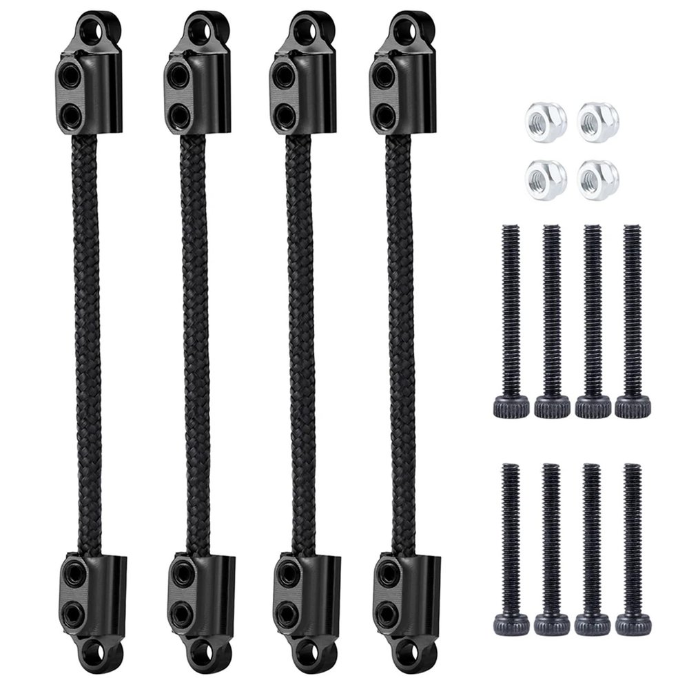 4pcs Front Rear Shock Absorber Travel Limit Strap for 1/18 RC Model Car Mini LMT 4WD for Mon-Ster Truck Upgrade Parts (Black)