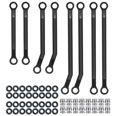 8PCS Stainless Steel High Clearance Chassis Links Steering Linkage for 1/18 RC Crawler Car for TRX4-M K10 F150 Upgrade Part(Black)