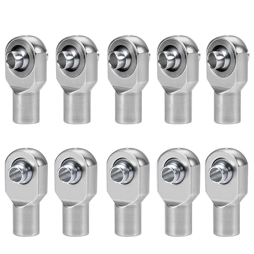 10Pcs Metal M3 Rod Ends Steel Short Ball Compatible with Traxxas Slash 4x4 Rustler Stampede Telluride 1/10 RC Crawler Car Parts(Titanium 10pcs)