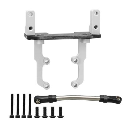 Carbon Fiber Metal Servo Mount Stand with Steering Link for 1/10 RC Crawler Car Axial SCX10 II 90046 AR44 Axle Upgrade Parts(Silver)