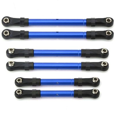 Compatible with Traxxas for Hoss for Slash for Rustler 4WD RC Car Upgrade Spare Parts Adjustable Front Rear Pull Rod Link Tie Rod Steering Rod RC Tie Link Rods(Blue)