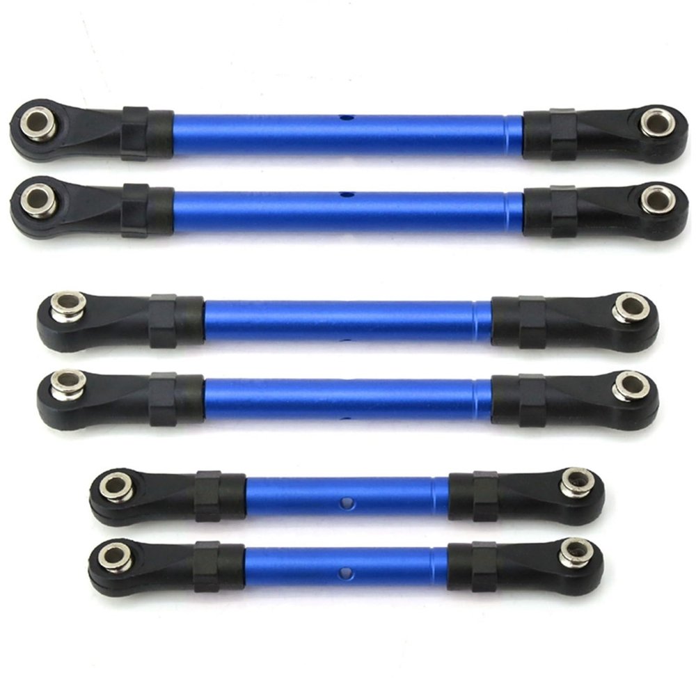 Compatible with Traxxas for Hoss for Slash for Rustler 4WD RC Car Upgrade Spare Parts Adjustable Front Rear Pull Rod Link Tie Rod Steering Rod RC Tie Link Rods(Blue)