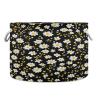 Kigai Daisy Flower Storage Basket with Cotton Hanldes Collapsible Laundry Basket Blanket Toy Organizer Closet Sotrage Bin for Nursery, Bedroom, Home view 1
