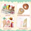 Wooden Ice Cream Toys for Kids Pretend Play Kitchen Food Toys with Scoop & Menu & Fake Money, Ice Cream Counter Shop Playset for 3 4 5 6 Year Old Girls Boys Birthday Gifts view 4
