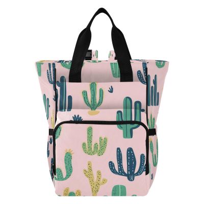 BOESI Doodle Cactus Pattern Diaper Bag Backpack, Mommy Bag, Multifunctional Diaper Bag, Travel Backpack