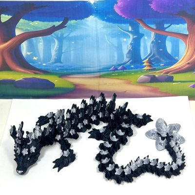24" 3D Printed Dragon, Articulated Blue and Silver Cherry Blossom, Fidget ADHD Autism Toy,Executive Desk Toy, Home Decor D0100