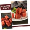 CHICAMPERA 5pcs Fake Beef Cubes Food Props Realistic Diced Meat Decoration for Kitchen Display Restaurant and Photography Use view 2