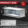 SAMYUCHO 1/64 Scale Diecast Display Case for Hot Wheels Matchbox Cars, Toy Car Model Mini Garage with LED Light and Acrylic Cover, Stackable Parking Lot Diorama Storage for Collection Present view 2