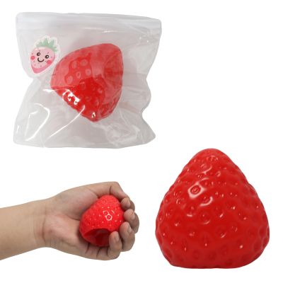 1pcs Squishy Strawberry,Cute Squeeze Toys,Kawaii Squishies PVC Toys,Stress Relieving Fur Ball OPP Packaging Gifts Fidget Toys for Anxiety&Relaxation for Kids Adults (1pcs red)