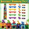 Atoylink Toddler Dinosaur Sorting and Stacking Toys with Magnetic Wooden Dinosaur Train Set, Baby Number Blocks Nesting Boxes Preschool Learning Montessori Toys for 1 2 3 Year Old Boys Girls Gift view 2